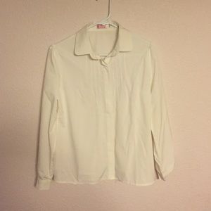 White Pleat Front Button Down Shirt