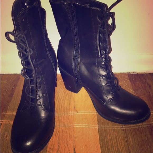 Black Combat lace up Boot