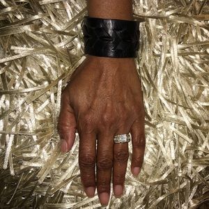 Wide Chevron Braided Leather Bracelet