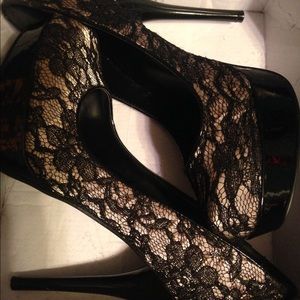 Black and Beige lace 5 inch heels