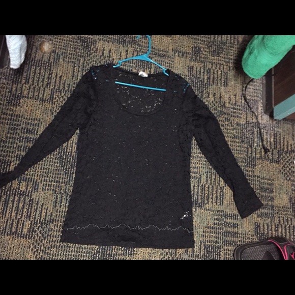 All black, long sleeve, with floral design cut out