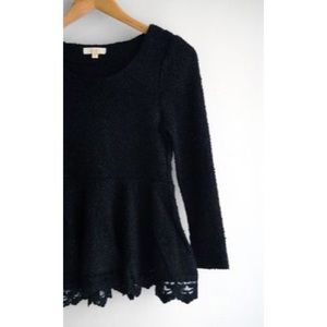 ❄️CLEARANCE❄️ Peplum Sweater with Lace Trim