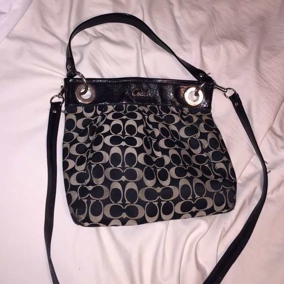 Black and grey logo COACH purse