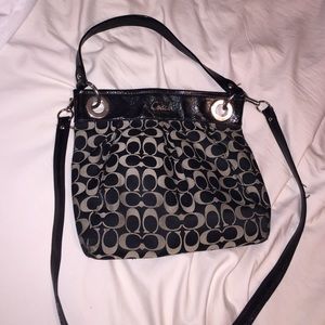 Black and grey logo COACH purse