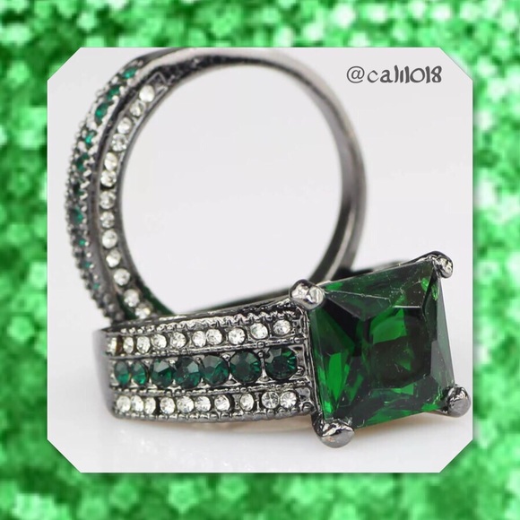 ‼️2DAY ONLY New 6.8TCW Sapphire Black Ring Set - Picture 2 of 4