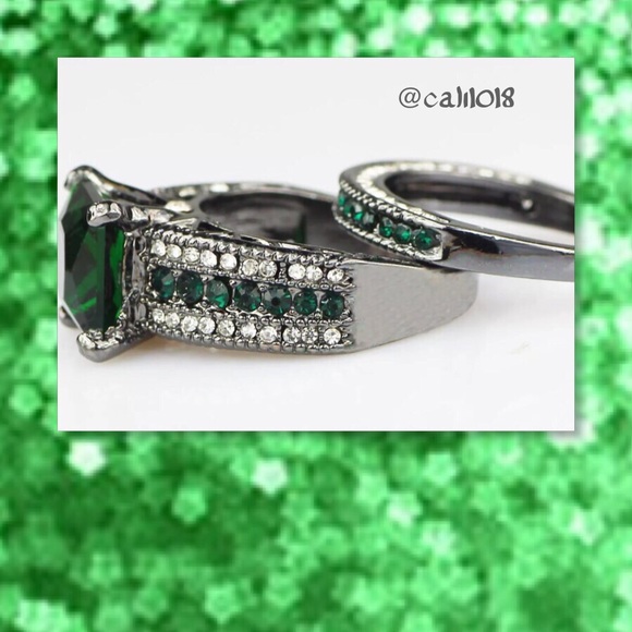 ‼️2DAY ONLY New 6.8TCW Sapphire Black Ring Set - Picture 3 of 4