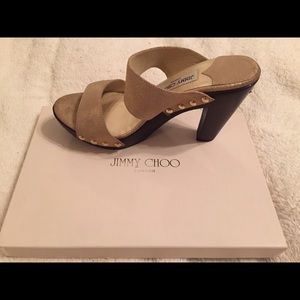 Jimmy Choo Gold Metallic Suede sandal