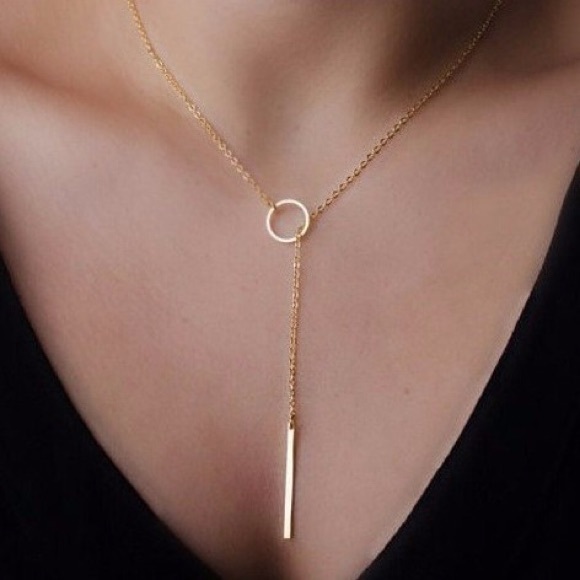 Elegant Gold Tone Bar Necklace
