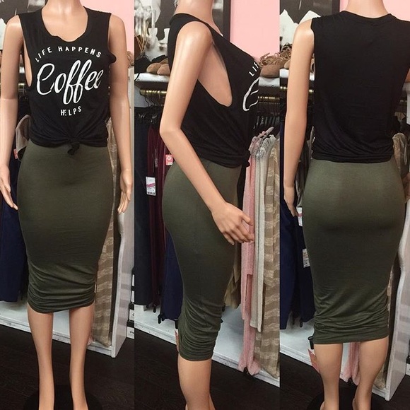 Olive bodycon skirt