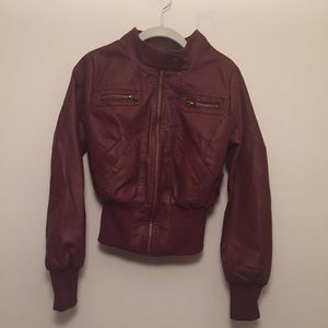Red Faux Leather Jacket