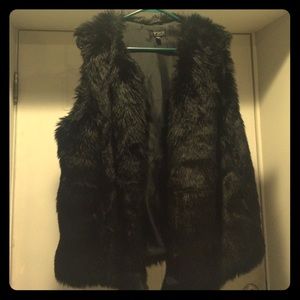 Top shop faux fur vest black