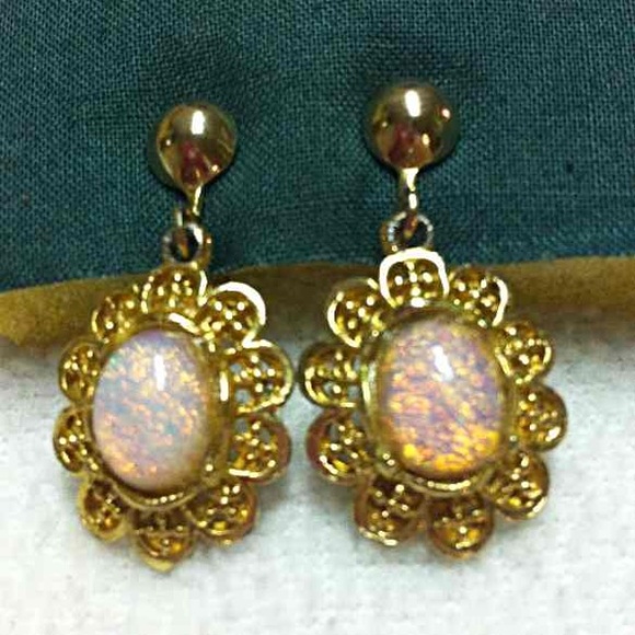 Vintage Opal & Gold Earrings