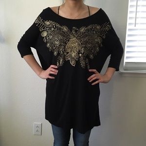 H&M black Peacock Gold Top Tunic