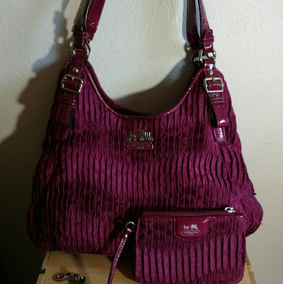 Coach Handbags - Cranberry Coach Maggie and Matching Wristlet