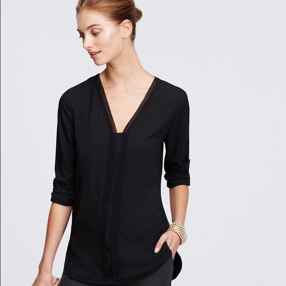 Ann Taylor Chiffon Trim Tunic - Color: Cream