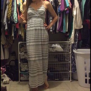 Gray striped maxi dress
