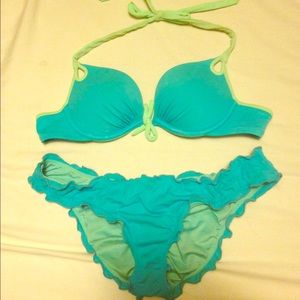 Blue and green VS push up bikini