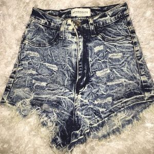 dark acid wash high waisted shorts