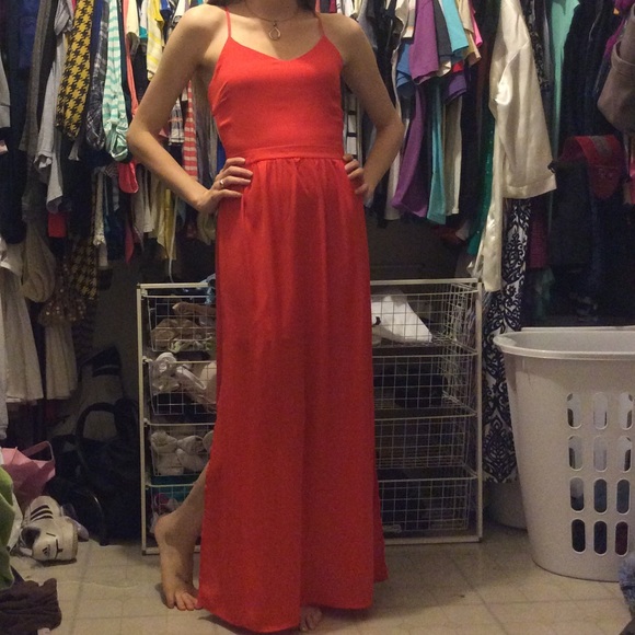 Red orange maxi dress