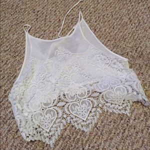La Hearts white lace crop top