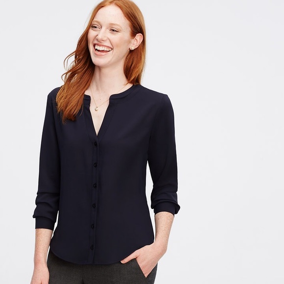 Ann Taylor Split Neck Blouse