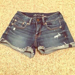 AEO Cuffed Jean shorts distressed