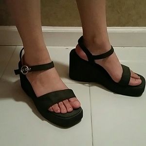 Denim Blue Platform Heels size 8.5 or 9