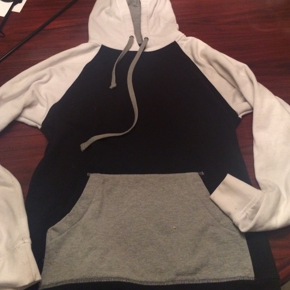 Zine Black grey white color blocked hoodie
