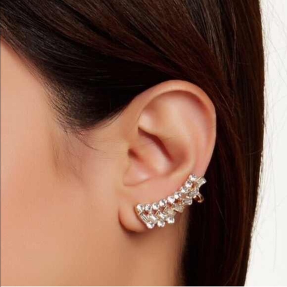 T&J Designs Jewelry - Crystal Stud and Cluster Crawler Cuff