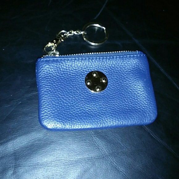 NWOT! Blue leather change key chain purse!