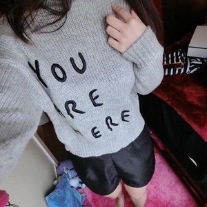 gray sweater