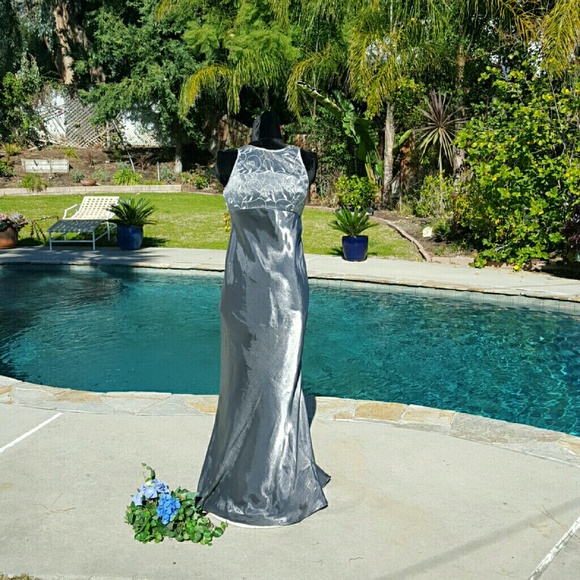 Siver Shimmering formal prom Embroidered Gown!!