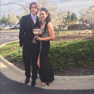 Gorgeous black prom dress with slit on side