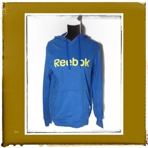 SALE REEBOK Blue & Neon Lime Green Pullover Hoodie