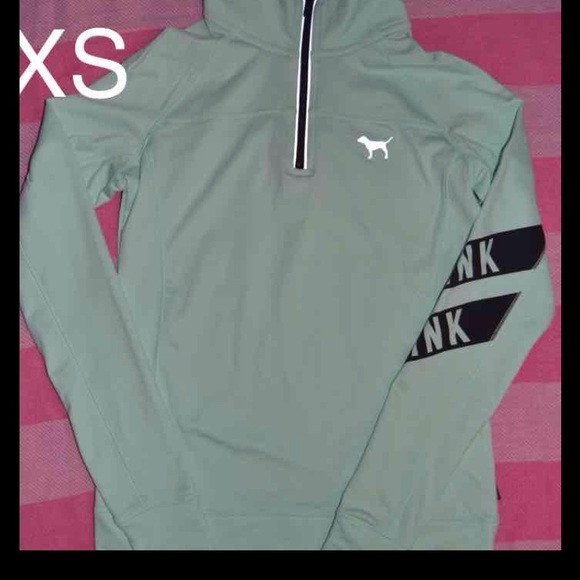 VS PINK Ultimate half zip pullover mint NWD XS