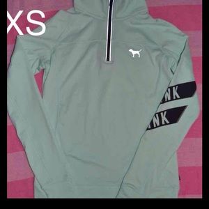 VS PINK Ultimate half zip pullover mint NWD XS