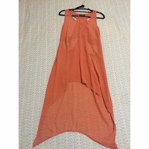 Burnt orange sheer high low tank