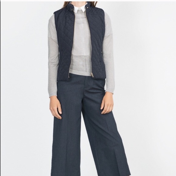 Zara quilted gilet blue navy vest  SUPER CHIC - Picture 1 of 4