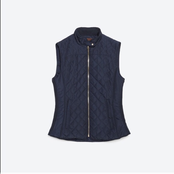 Zara quilted gilet blue navy vest  SUPER CHIC - Picture 4 of 4
