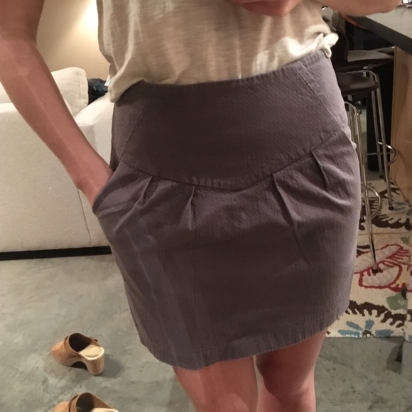 Spring Sale - Grey High Waisted Skirt w/ Pockets