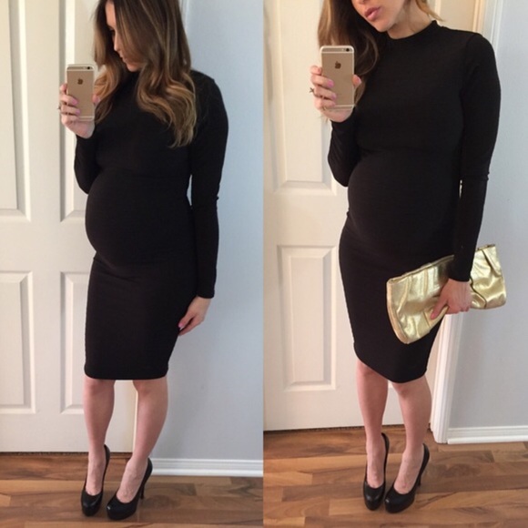 Black Ribbed Midi Dress