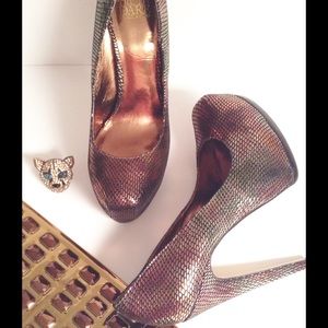 Madonna Truth or Dare Brown Multi Snake Print Heel