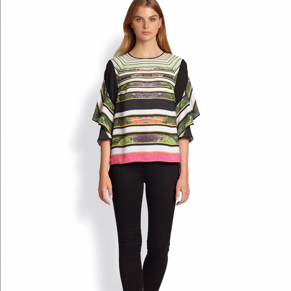 Clover Canyon Cuban Step Chiffon Flutter Top