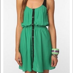 Snap front urban outfitters green dress