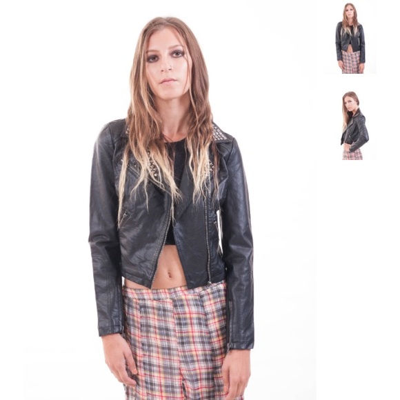 Studded Vegan Leather Moto Jacket