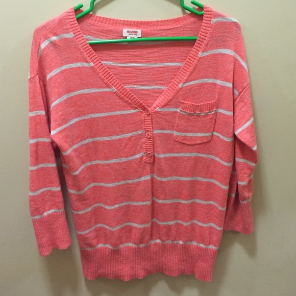Coral striped cardigan