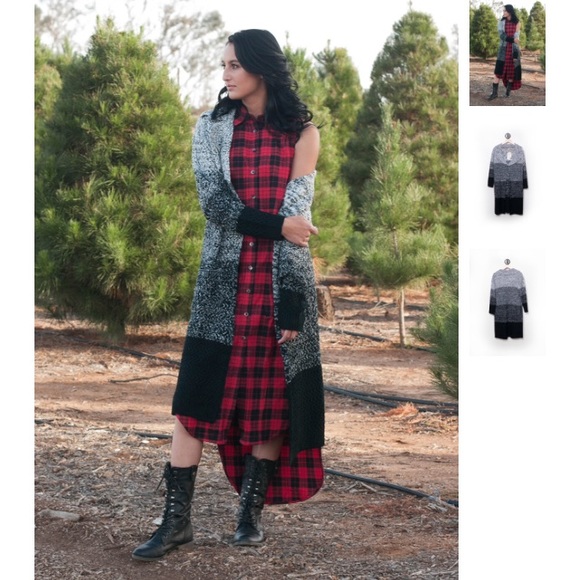 Gradient Ombre Maxi Cardigan