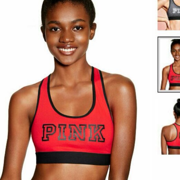 Victoria's Secret PINK cotton bra red black S 1
