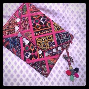A boho chic, tribal kutch banjara clutch