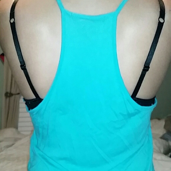 Turquoise Racer back Crop top - Picture 2 of 3